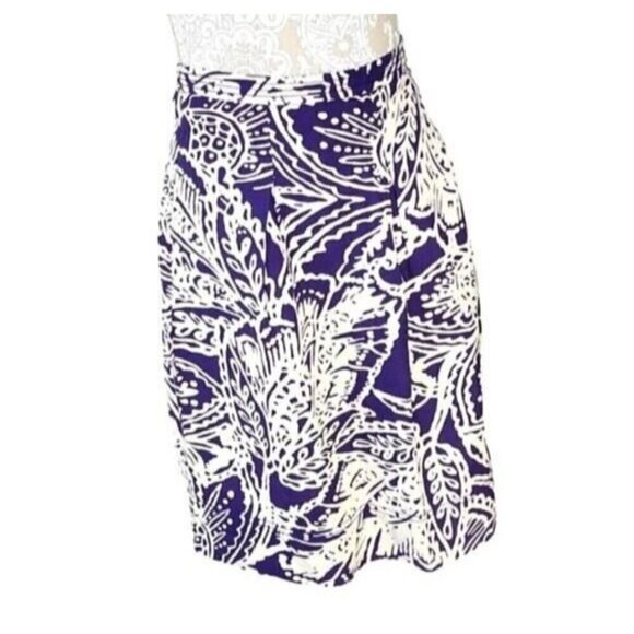 Loft Skirt Mini Purple & Ivory Floral Linen & Rayon A-line Women's 6 - Picture 1 of 6